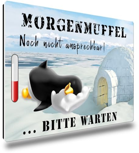 TRIOSK Kühlschrankmagnet stark Pinguin Magnet Sprüche lustig Motivation mit Spruch Morgenmuffel Poesie Geschenk für Pinguinliebhaber