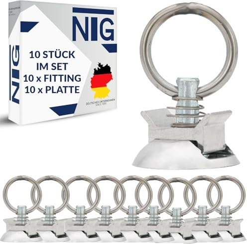 NTG Zurrpunkt-Set für Airlineschiene | 20-teilig | Zurrschiene | runde Form Ladungssicherung aus Aluminium - Zuverlässige Sicherung Ihrer Ladung beim Transport!