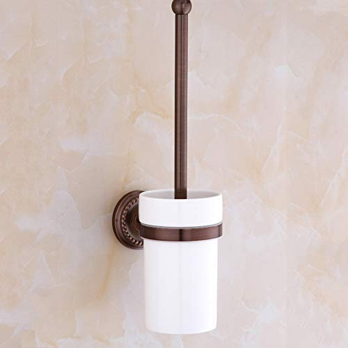 ASXSY WC-Bürstenhalter-Set zur Wandmontage, mit Bürste und Tasse, aus Messing und Keramik, Retro-Braun, Bronze-Oberfläche für WC, Antikbronze