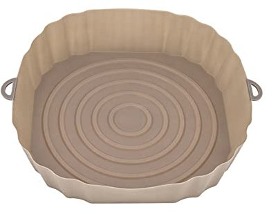 XIANXIAN Pot en Silicone Réutilisable pour Friteuse à Air Chaud, Panier Antiadhésif, Accessoires de Four, Plateau Rond, Moule à Gâteau Micro-ondes, Marron
