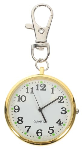 iplusmile Small Stainless Steel Pocket Watch Keychain Wind up Fob Watch for Nurses Portable Clip-on Open Face for Women Men Lightweight 3.14X1.57X0.27In