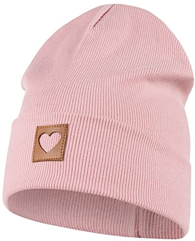 Smarilla Mütze Beanie Mädchen Damen Kinder Übergangsmütze gerippt, Größe: 54-56, Farbe: Altrosa