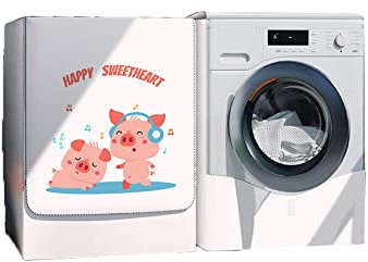 Odot Copri Lavatrice Esterni, Coprilavatrice da Esterno Impermeabile, Copertura per Lavatrice e Asciugatrice con Aperture Frontali, Antipolvere Anti Sunlight Antimacchia (XXL,Porcellino Rosa)