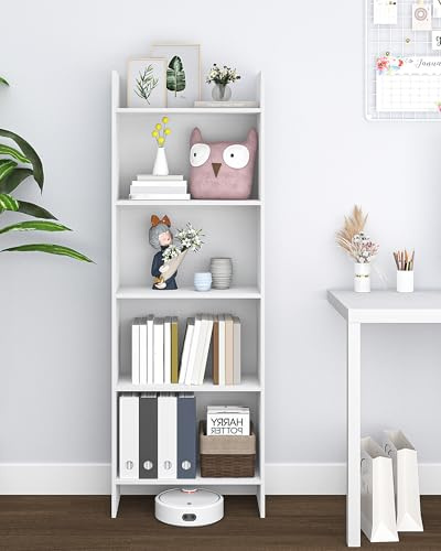 Hzuaneri Bücherregal Standregal 5 Fächern, 24 x 50 x 140 cm Weiß | Büroregal, Offen, Für Wohnzimmer, Arbeitszimmer, Büro, Als Raumteiler, BC06503X
