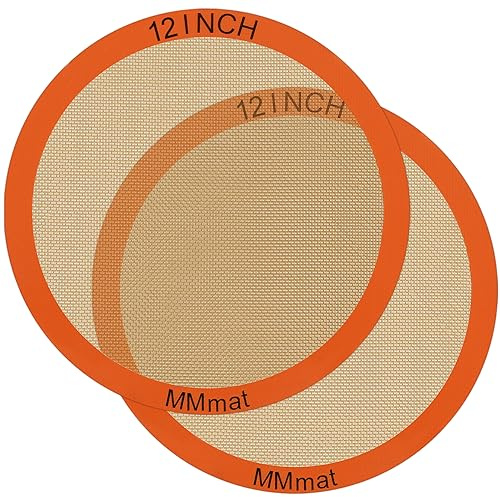 MMmat Silicone Baking Mats Set of 2 Round Non-Stick Reusable Air Fryer Linner - Best German Silicone - 12 inch