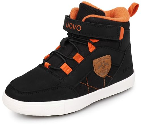 UOVO Chaussures D'hiver pour Garçons Baskets pour Enfants Bottes de Neige Résistantes à l'eau Chaussures D'extérieur Doublées Chaudes Noir Taille 33