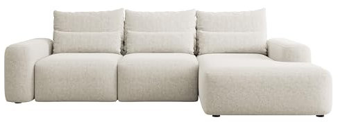 Selsey Sofa Ecksofa Eckcouch Schlafsofa Couch Mit Stauraum Schlaffunktion Pflegeleicht Mit Kissen Lendenkissen L Form Freistehend Rechts Chenille Creme Carnos
