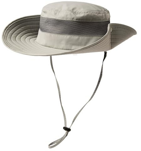 TOP-EX Sonnenhut für Damen und Herren UPF 50 - Breitkrempe, wasserdicht, atmungsaktiv und verstellbar für Sommer, Angeln, Wandern, Safari - Leichter und klein verpackbarer Outdoor-Hut Hellgrau XL/XXL