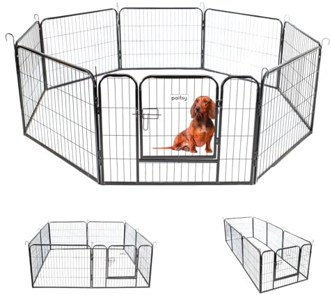 Paitsy Parc Enclos pour Chien Chiot et Lapin GARDEO80x60x8, 8 Panneaux 80X60cm, 2,56M2, modulable, intérieur et extérieur, Pliable, Garantie 5 Ans