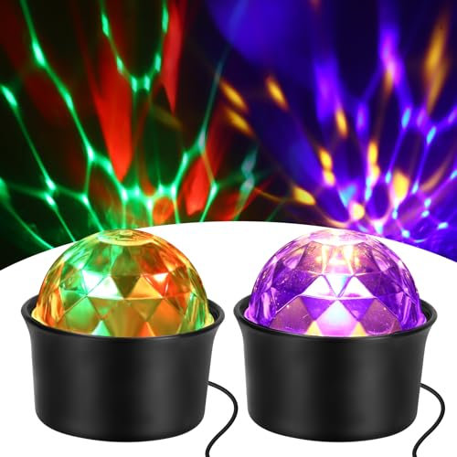 2 Pack Disco Lights, Mini DJ Atmosphere Light, Portable USB Rechargeable Disco Ball With Automatic and Sound Control Modes, Strobe Stage Light for Room Parties Car