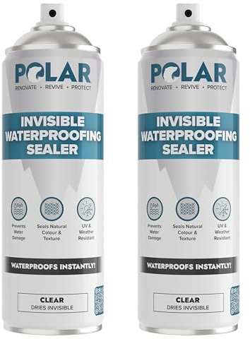 Polar Invisible Waterproof Sealer Clear - 2 x 600ml | Instant Waterproof Sealant for Fabric, Concrete, Brick, Wood & Masonry | Long Lasting Protection for Interior & Exterior Surfaces | Easy To Apply