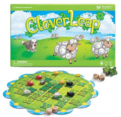 SimplyFun Clover Leap - Educational Vocabulary Game - Sentence Building for Kids, Develop Sentence Structure & Vocabulary Skills, Fun Learning Game for Families - 2-4 Players, Ages 5 & Up