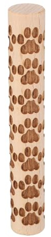 sourcing map Rouleau d'argile en bois de 10,2 cm, motif empreintes de pattes, rouleaux en bois, outils de poterie, rouleaux de texture de grain de bois pour argile, pâtisserie, pâte à modeler,