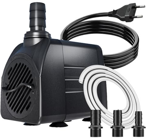 Knifel Springbrunnenpumpe 25W 1500L/H Teichpumpe Schutz vor überhitzung Funktion Ultra Leise Aquariumpump Wasserpumpen Mit 1,8m Kabel für Brunnen, Hydroponik-Systeme.Submersible Tauchpumpe, Schwarz