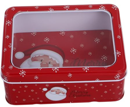 MAGICLULU Metall Keksdose Mit Deckel Runde Blechdose Für Weihnachtsleckereien Aufbewahrungsbox Für Snacks Und Süßigkeiten Weihnachtsmann-design Langlebiges Weißblech