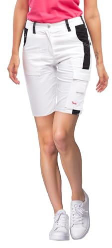 strongAnt Short de Travail pour Femmes entièrement Extensible Blanc pour Peintres avec Poches Pratiques – Blanc-Noir, Taille: 36
