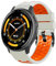RosMank 22mm Silicona Correa para Garmin Venu 3 45mm/Venu 2/Vivoactive 4/Active, Bicolor Correa de Repuesto para Garmin Forerunner 570 47mm/Forerunner 265/Forerunner 255, Naranja Blanco