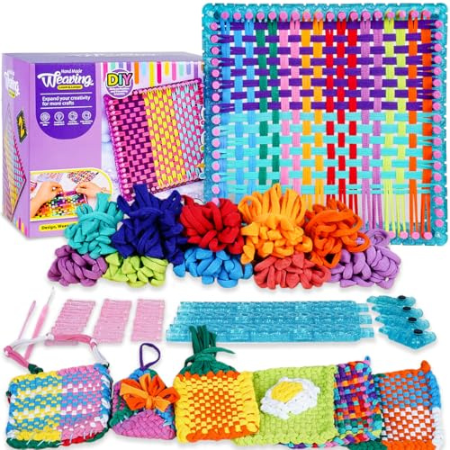 Weaving Loom Kit for Potholder Making - DIY Arts and Crafts for Kids and Adults, Includes 288 Loops & Step-by-Step Instructions, Ideal Gifts for Girls Ages 5 6 7 8-12 13