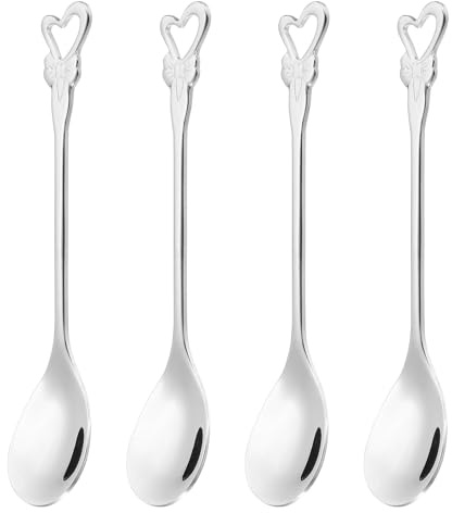 PATIKIL 4 Cucharitas De Café Con Forma De Corazón 304 Acero Inoxidable Cucharas Pequeñas Adorables Para Remover Espresso Vajilla Para Bar Postres Cubiertos Para Fiesta De Té Plateado
