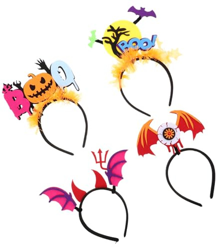 Holibanna 4 St Halloween Fluorescerande Hårband Håraccessoarer För Halloween Horn Huvudbonad Huvudband Gotiskt Fladdermus Huvudband Håraccessoarer Cosplay Djävulens Huvudband