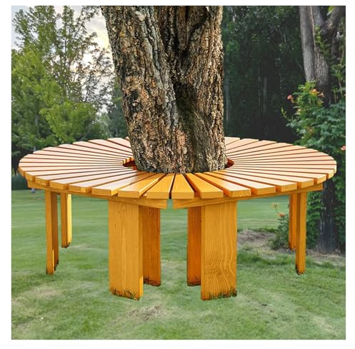 Trädbänk Med Omlottfunktion, Rund Träsits, Rygglöst Dekorativt Växtställ, For Trädgård, Gård, Park, Veranda, Gräsmatta(Color 1)