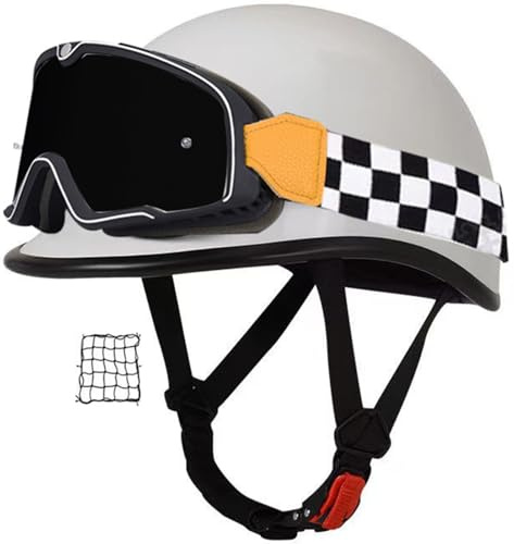 Casco Scodella Portatile Mezzi, Caschi Jet Mezzo, Caschi Da Motociclista Vintage Caschi Cromwell Caschi Casco A Scodella Scooter Motorino ECE/DOT Omologato Mezzo Elmetto Da Moto 7,M