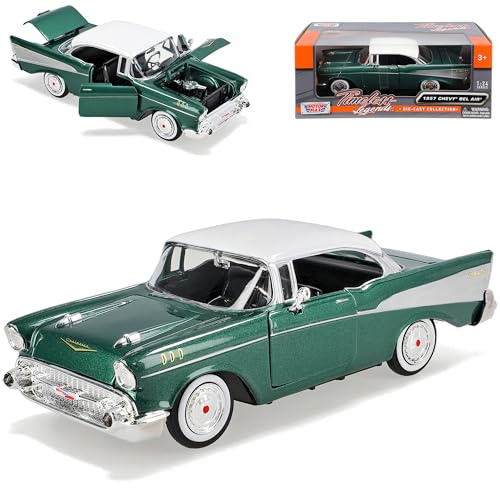 Generisch Chevrol. Chevy Bel Air 1957 GrÜn Coupe Oldtimer 1/24 Motormax Modellauto Modell Auto