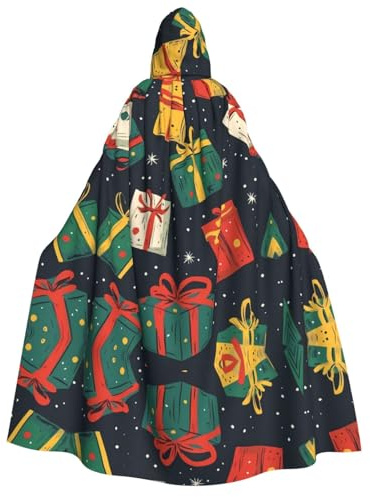 UFhgjjb Cape à capuche Halloween - Adulte Flottant Boîte de Noël Imprimée Costume Robe pour Mascarade, Carnaval, Exposition Comic