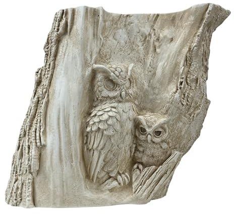 Owl with Baby Wall Décor – Symbol of Wisdom Plaster Relief Sculpture | Greek Mythology Home & Office Decoration | Handmade in Greece