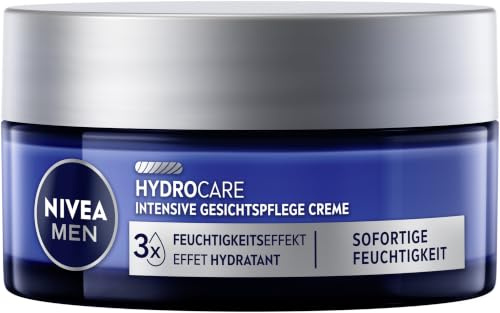 NIVEA MEN Hydrocare Intensive Gesichtspflege Creme, beruhigende Gesichtscreme für Männer, 48h feuchtigkeitsspendende Creme mit Aloe Vera und Pro Vitamin B5 (50 ml)