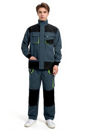 Maizoon Tuta da lavoro multifunzionale da uomo, giacca da lavoro a maniche lunghe, antivento, pantaloni multi tasche