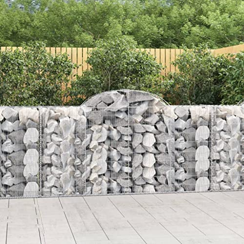 HaoChrymec Gabbioni Metallici ad Arco, in Ferro Zincato, Design Strutturale Rinforzato, Gabbione Pietra Cestino, Recinzioni da Giardino, per Giardino e Cortile, Colore Argento, 200x50x100/120cm