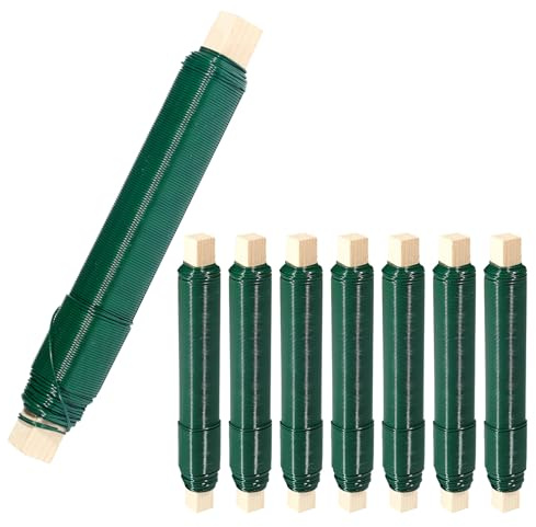 8 Stück Blumenwickeldraht-Set, 35m Wickeldraht lose auf Holzwickel Stärke 0,7mm Bindedraht Garten zur Befestigung von Blumen und Pflanzen Basteldraht Wickeldraht Pflanzendraht