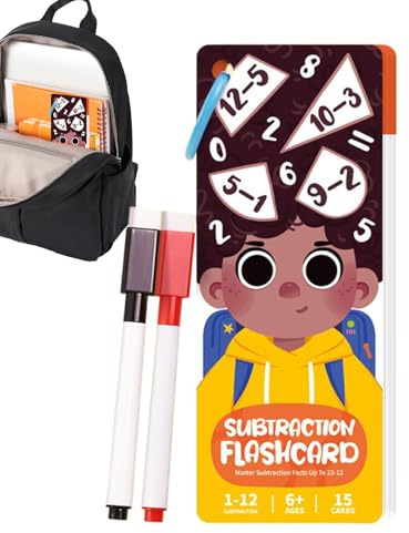 Mathematik-Lernkarten – Mathematik-Praxisspiele, zusätzliche Subtraktionskarten – für Zuhause, Schule, Grundschule, Outdoor, Innenbereich, Urlaub, Auto, Flugzeug, Reisen