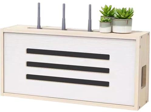 BLUEZY Cache Box Internet, Cache Fil TV Mural Etagere Rangement Murale, Etagere Murale Ranger La Box Et Le Routeur TV, Etagere pour Decodeur Cache par Faitement Le Boitier TV, Modem A