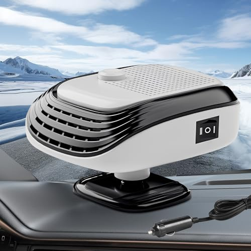 Afenau Riscaldatore Auto 12V, 2 in 1 Riscaldamento Auto Accendisigari con Regolazione della velocità del Vento, Sbrinatore Parabrezza Auto, Stufetta per Auto 12V, Camion, SUV, Furgoni (Bianco)