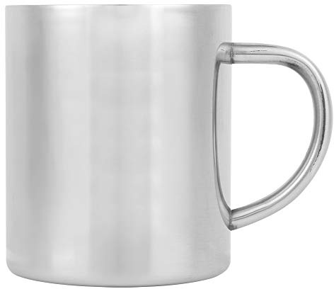 Nikou Doppelschichtige Kaffeetasse aus Edelstahl mit Griff, 400 ml, für Zuhause, Küche, Café