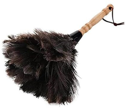 Premium Genuine Ostrich Feather Duster – Fluffy Anti-Static Natural Feathers with Durable Wooden Handle – Lightweight Hand Duster for Home, Office, Car Cleaning
