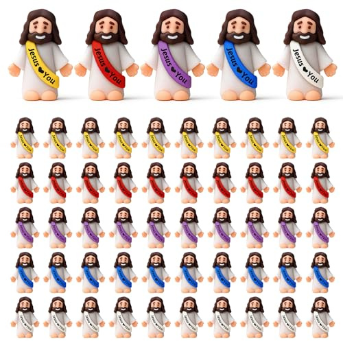 50 Mini Figuras De JesúS para BeléN Y Navidad,Adornos Religiosos para Hogar Y JardíN,Regalos De Bautizo Y Rellenar Huevos De Pascua