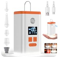 Mini Bomba Eléctrica de Aire 4.8 kPa, Inflador Eléctrico con Linterna de Camping, Inflado y Desinflado Rápido de 300L/min, Portátil para Camas Inflables Flotador Bolsas Vacío Ropa, Viajes y Aire Libre