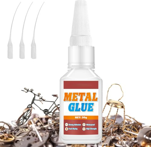 30G Super Glue for Metal Repair, Metal Adhesive Heavy-Duty Superglue Fast-Drying Waterproof Heat-Resistant with Anti-Clog Cap, Ideal for Stain-less Ste-el DIY Car Parts Jewellery Crafts