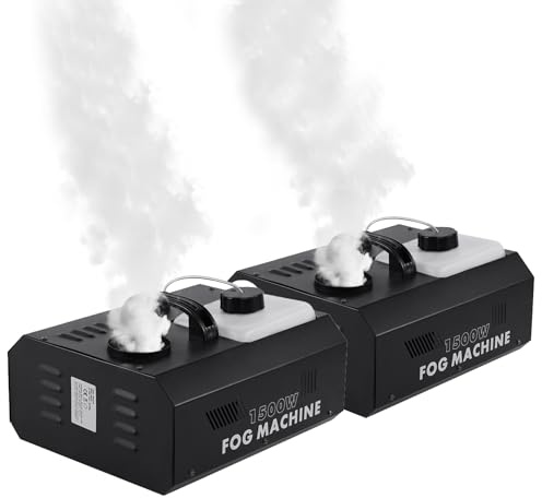 Lot de 2 Machine à Brouillard 1500W avac DMX Télécommande, Portable DJ Fête | 1500W, Contrôle DMX & Télécommande, Portable, Parfaitement adapté aux performances DJ, fêtes, Halloween, mariages et Noël