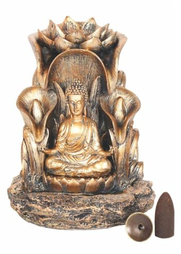 Miss Pretty London Buddha Rückfluss Räucherstäbchenhalter, Bronze