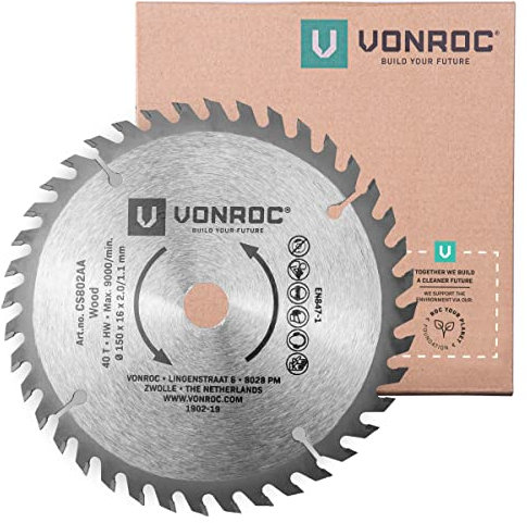 VONROC Kreissägeblatt 150 x 16 x 2,0/1,1 mm 40 Zähne für Holz Universal