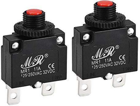 sourcing map Thermoschutzschalter Drucktaster 125 / 250V AC 11A | Überlastschutzschalter, Mit manueller Rückstellung