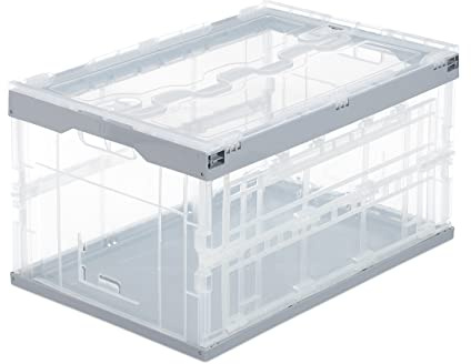 Relaxdays 1 x Profi Transportbox, stabil, Gewerbe, hochwertiger Kunststoff, Qualität, 60L, Faltbox HBT 31,5 x 59,5 x 39,5 cm, grau