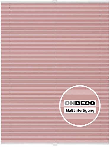 ondeco Plissee Klemmfix auf Maß für alle Fenster innen, ohne Bohren, Montage Klemmträger Sonnenschutz Sichtschutz Rollo Blickdicht Rosa B: 41-50 cm, H: 40-100 cm