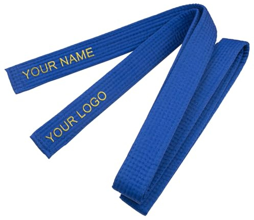 TopTie Personalisierter Karate Gürtel Blau Taekwondo Budo Gürtel für Kampfsport