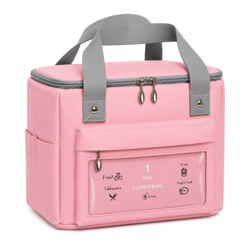 jiuzcare sac isotherme sac isotherme repas lunch bag isotherme femme petit sac repas portable 6L (travail ecole dejeuner quotidien) Rose
