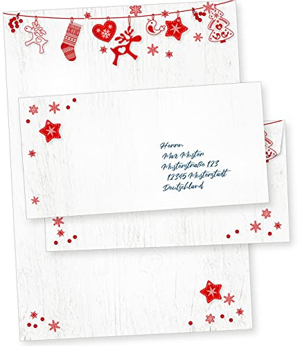 Julfest 100 Sets Weihnachtsbriefpapier mit Umschlag ohne Fenster Weihnachtspapier A4 Briefpapier Weihnachten nordisch schwedisch